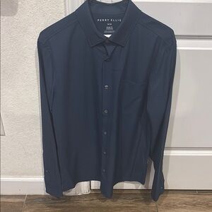 Perry Ellis Men's Dark Blue Button Down Shirt